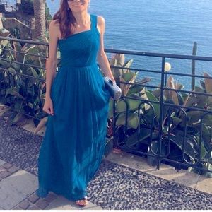J Crew Silk chiffon gown Blue-green size 00